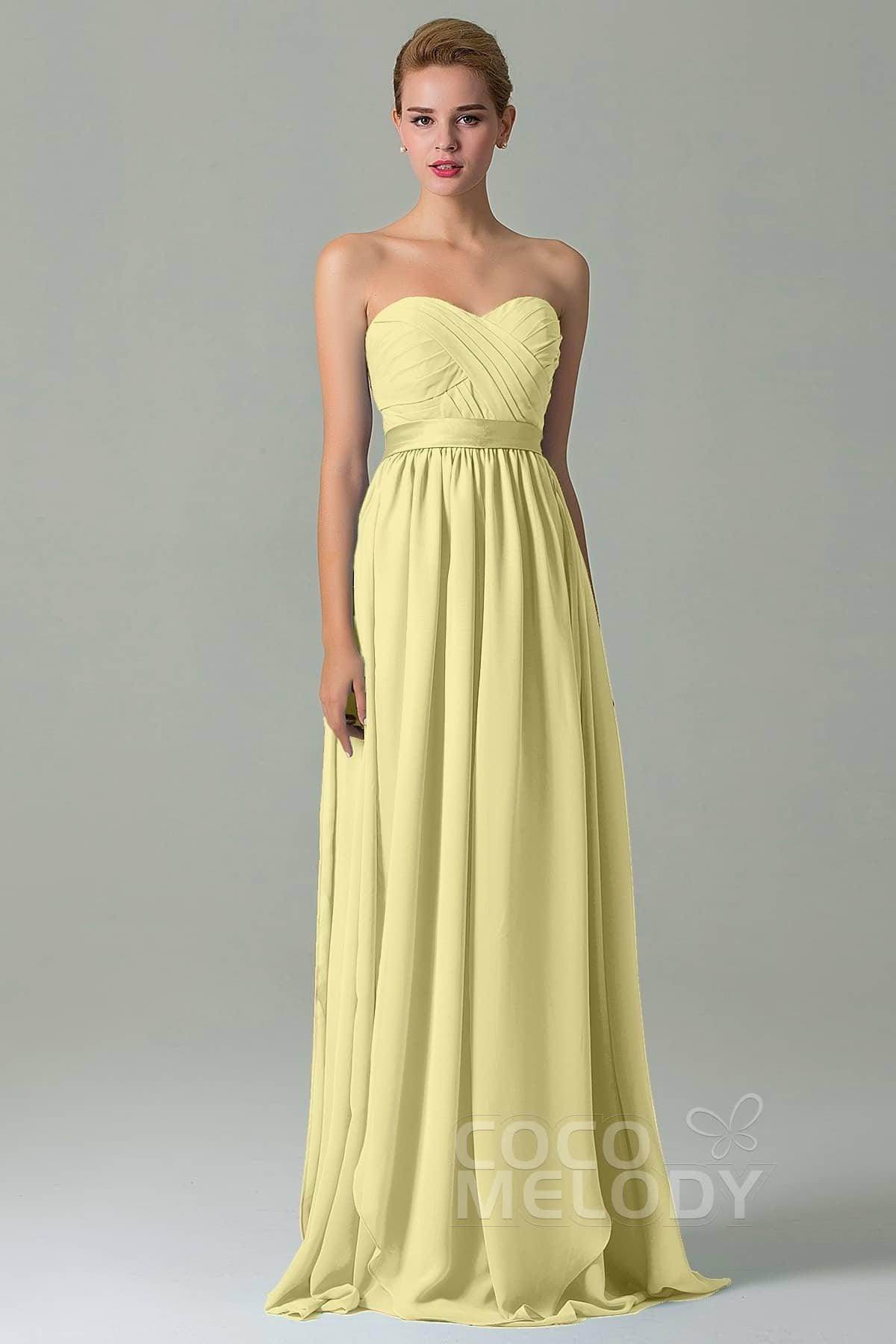 Sheath Floor Length Chiffon Bridesmaid Dress COZF140A1 - COCOMELODY